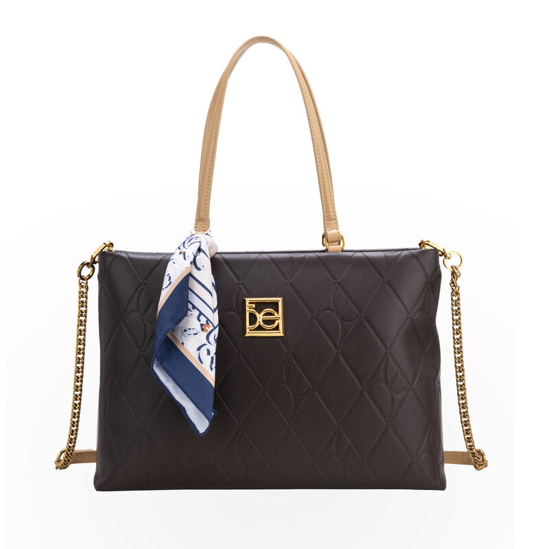Bolsa Tote Grande Con Troquelado Color Caf&eacute; image number null