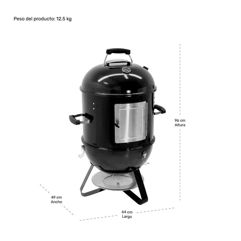 Asador Ahumador Tipo Bala 2 En 1 Carbon 2 Parri... image number null