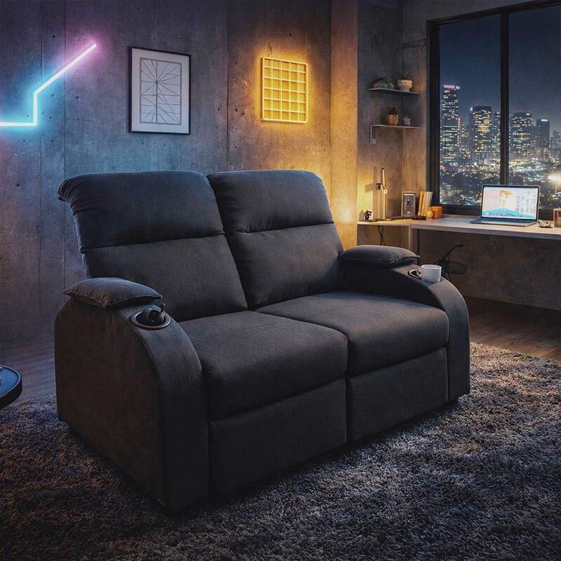 Love Seat Reclinable Soport Con Portavasos - So... image number null