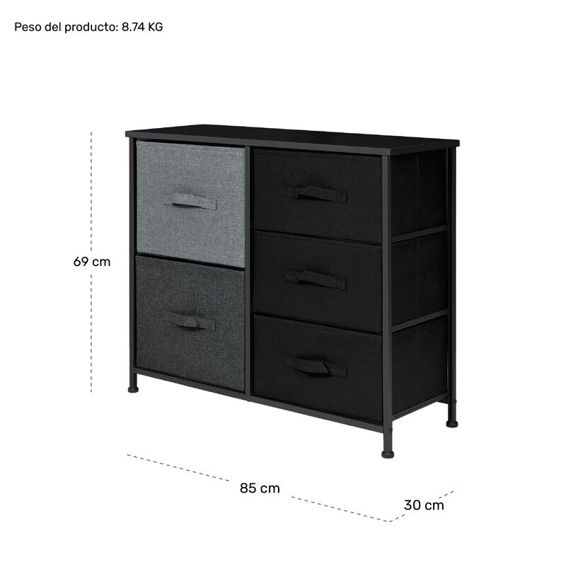Mueble Cajonera Buro Organizador 5 Cajones Tela... image number null