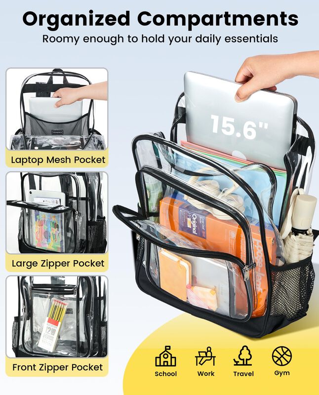 Mochila Transparente Vorspack 46 cm Con Candado... image number null