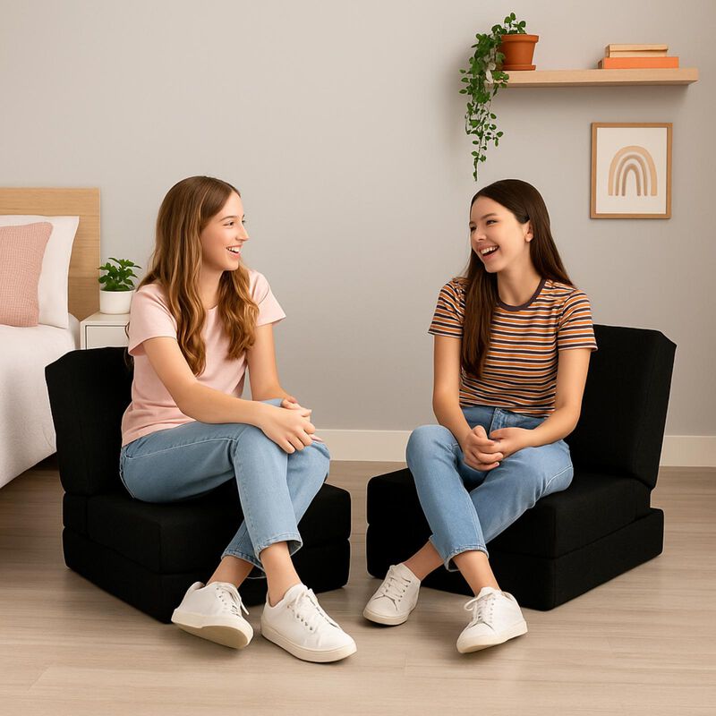 Sill&oacute;n Plegable Individual Negro+ Cama para Per... image number null