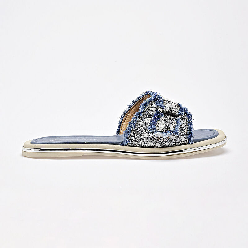 Been Class sandalia piso para mujer azul plata ... image number null