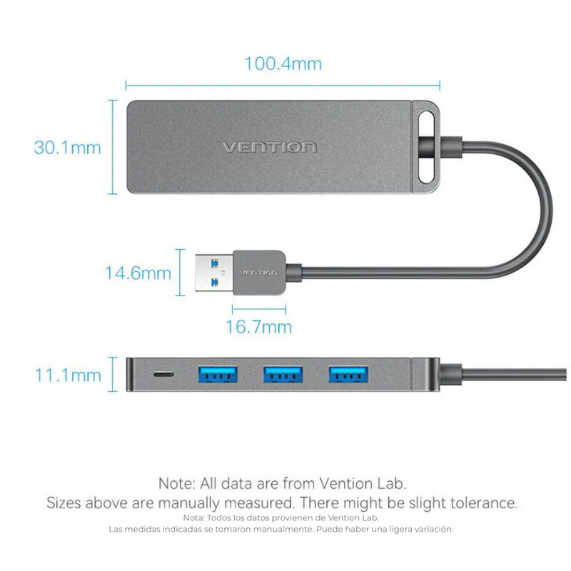 Adaptador USB 3.0 Hub 4 en 1 VENTION 50 cm Supe... image number null