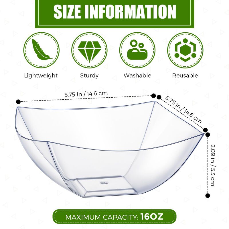 Tazones Sliner 100 Uds. 480 ml Cuadrados Transp... image number null