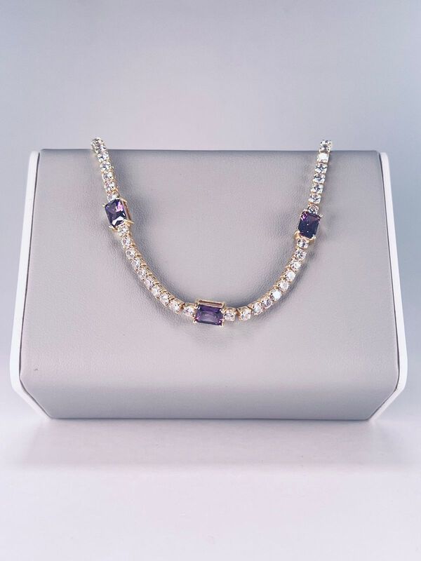 Pulsera De Plata Dorada Con Zirconias Y Piedras... image number null