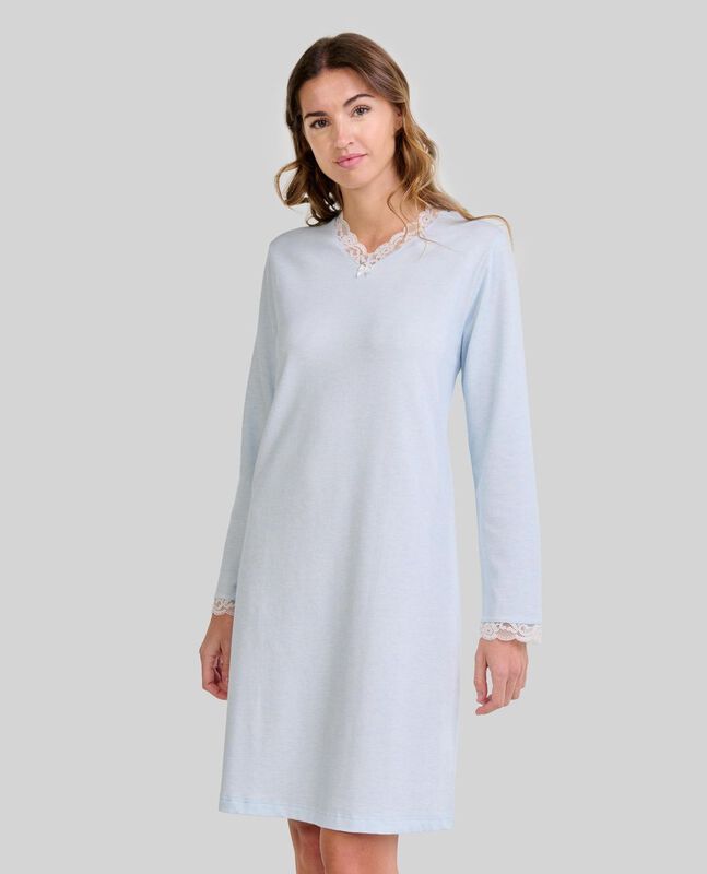 Camis&oacute;n Lencero con Escote en Pico y Manga Larg... image number null