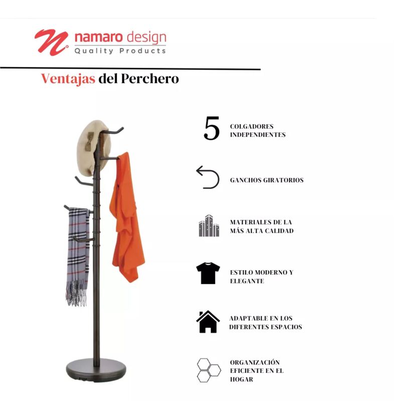 Perchero Chocolate 5 Ganchos Namaro Design image number null