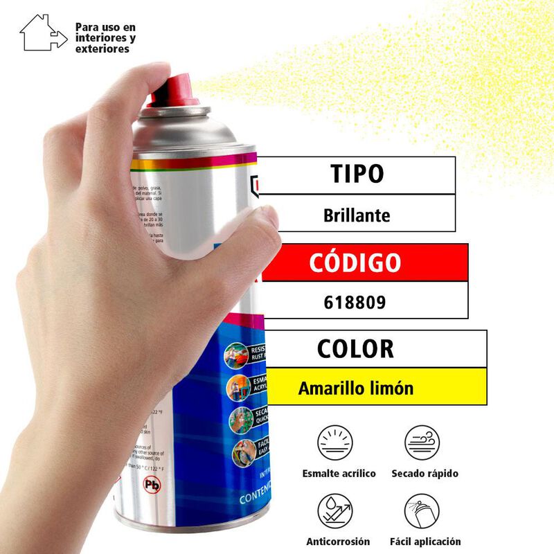 Pintura color amarillo limón en aerosol image number null
