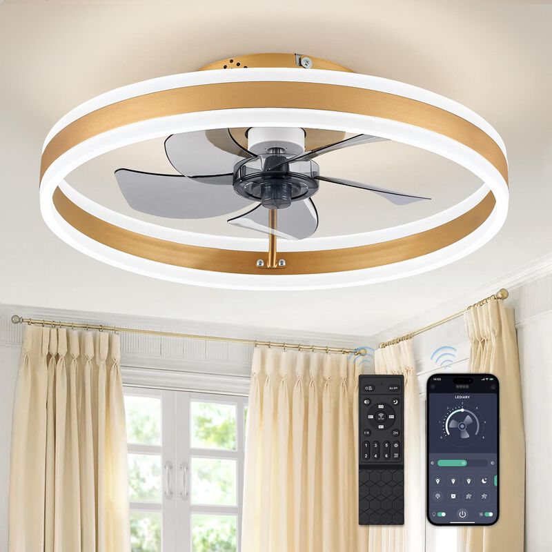Ventilador De Techo Lediary Gold Remote De 19,7... image number null