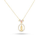 Medalla Virgen De Guadalupe Con Cadena De Oro Florentino 14K Con Zirconias (42 +3Cm Aprox)