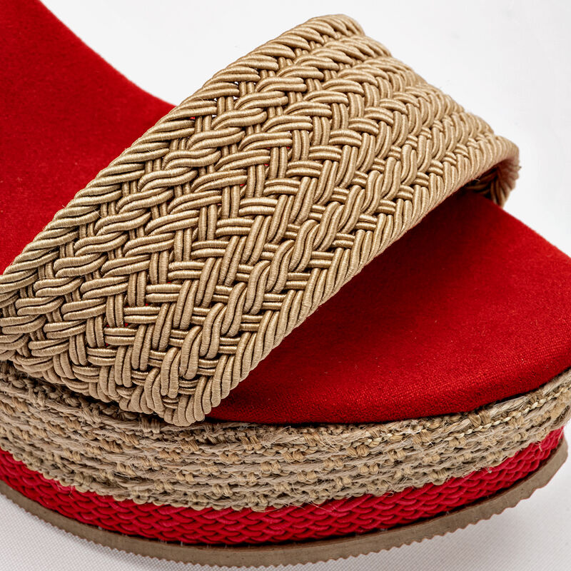 Moramora sandalia cu&ntilde;a para mujer beige rojo co... image number null
