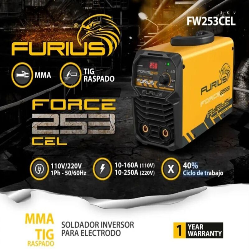 Soldador Inversor Furius Force 250a 110v/220v F... image number null
