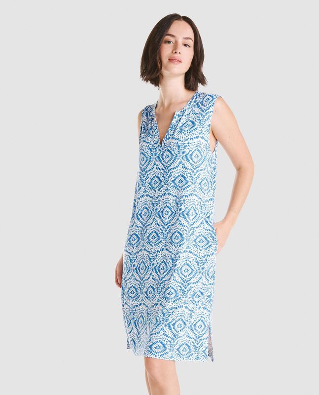 Vestido Corto con Abertura Azul image number null