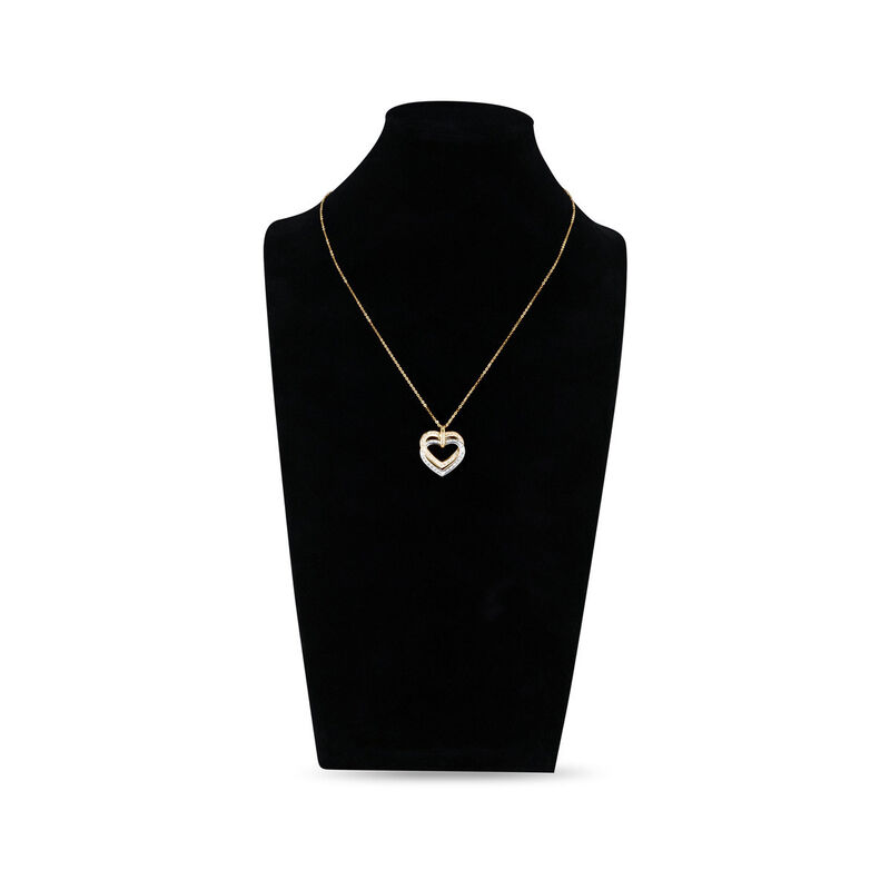 Dije Coraz&oacute;n Bicolor Oro 10k Con Zirconias + Ca... image number null