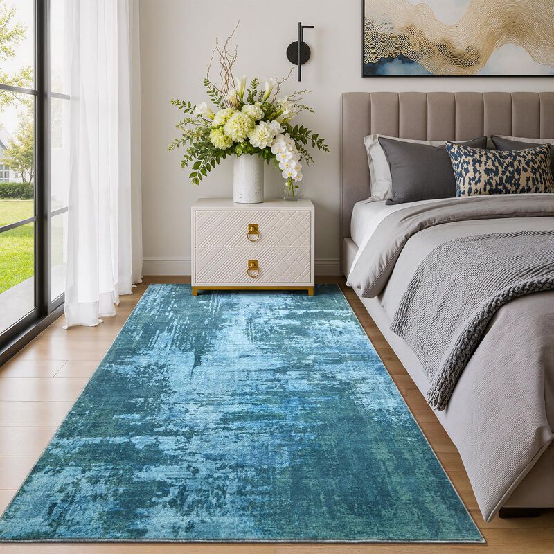 Alfombra Merelax 122x183 Cm Azul Lavable Antide... image number null