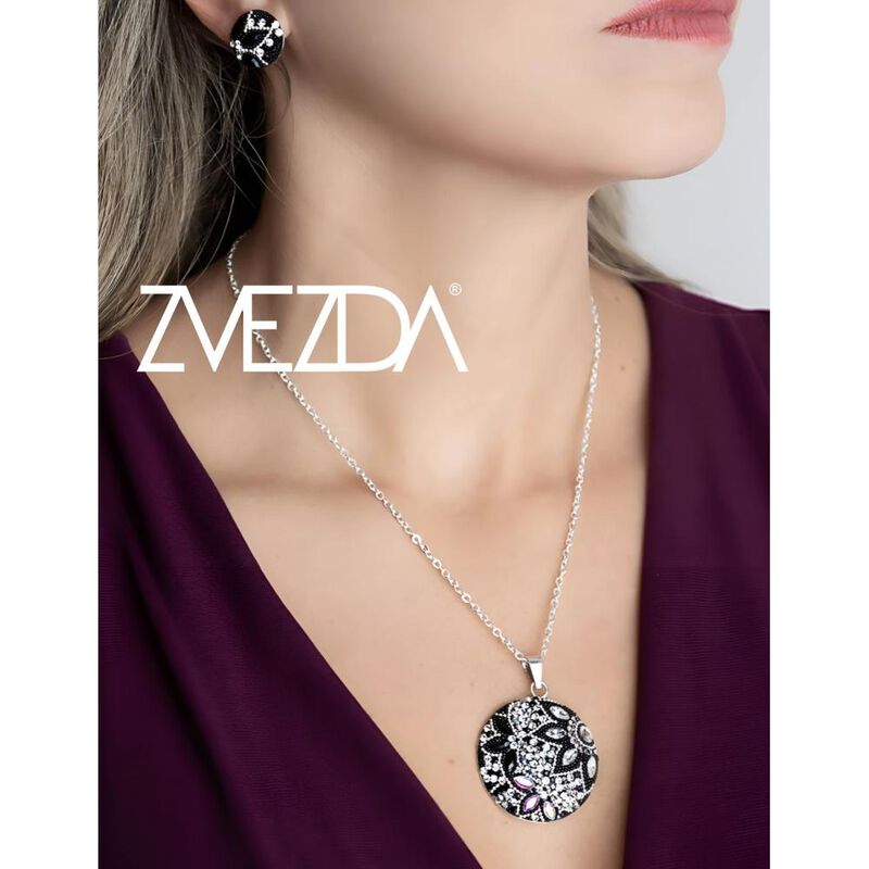 Collar y Aretes de Mujer Plata .925 Circulo Zve... image number null