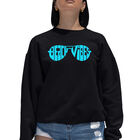 Sudadera De Cuello Redondo Word Art Para Mujer - Beach Vibes - Negro