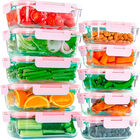 Set Brandtrendy 10 recipientes de Vidrio con Tapa Hermética de Liga Rosa