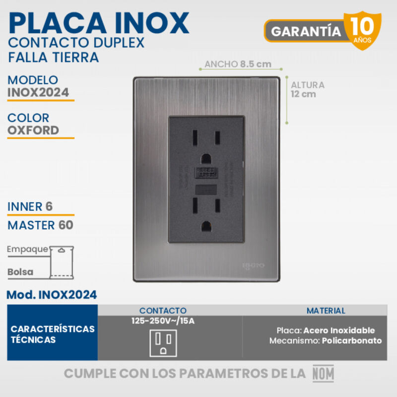 Paquete 5 piezas Placa Falla Tierra Armada Inox... image number null