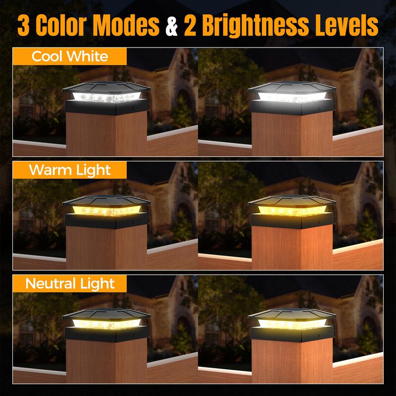 Luces Solares Para Tapa De Poste Flaow 4x4 Impe... image number null
