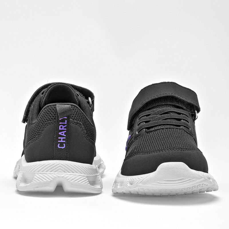 Charly Tenis urbano para ni&ntilde;o. Negro morado, ag... image number null