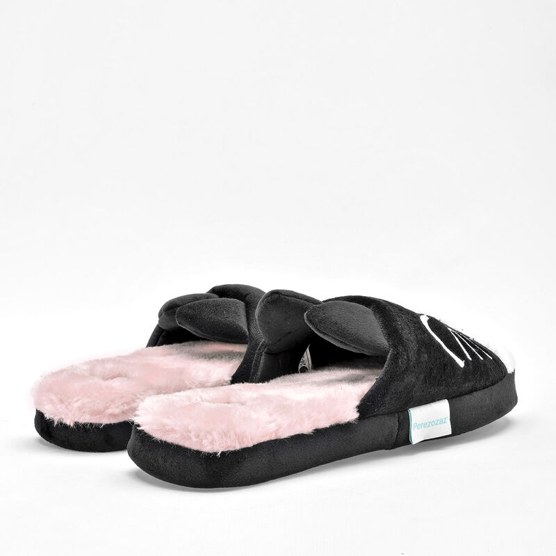 Huarachetas Pantufla para mujer negro blanco image number null