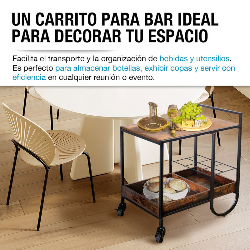 Carrito de Servicio para Bar Estilo Industrial ... image number null