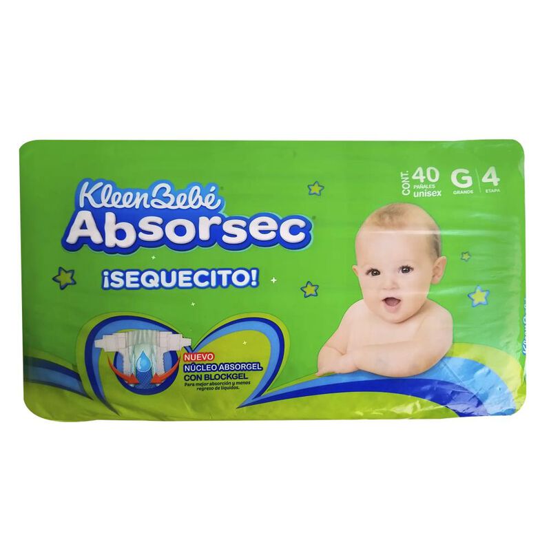Pa&ntilde;ales Kleenbebe Absorsec Gde E4 40 Pzs image number null