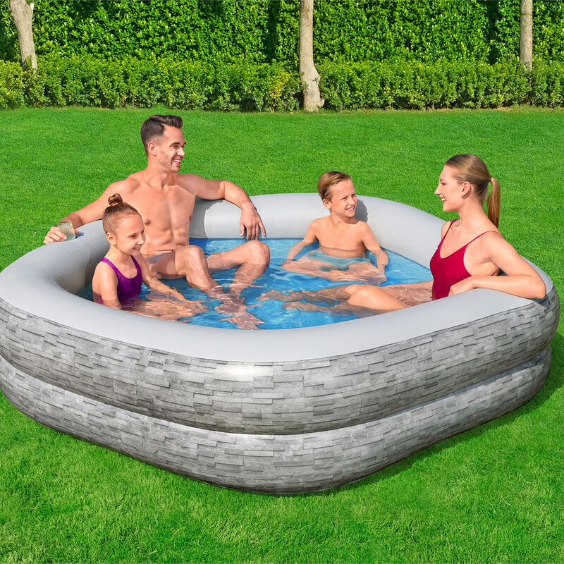 Alberca Inflable Familiar Decorado Piedra 2.13m... image number null