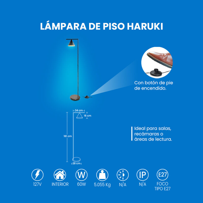 L&aacute;mpara de Pie MIL LUCES HARUKI Negro Mate - Es... image number null