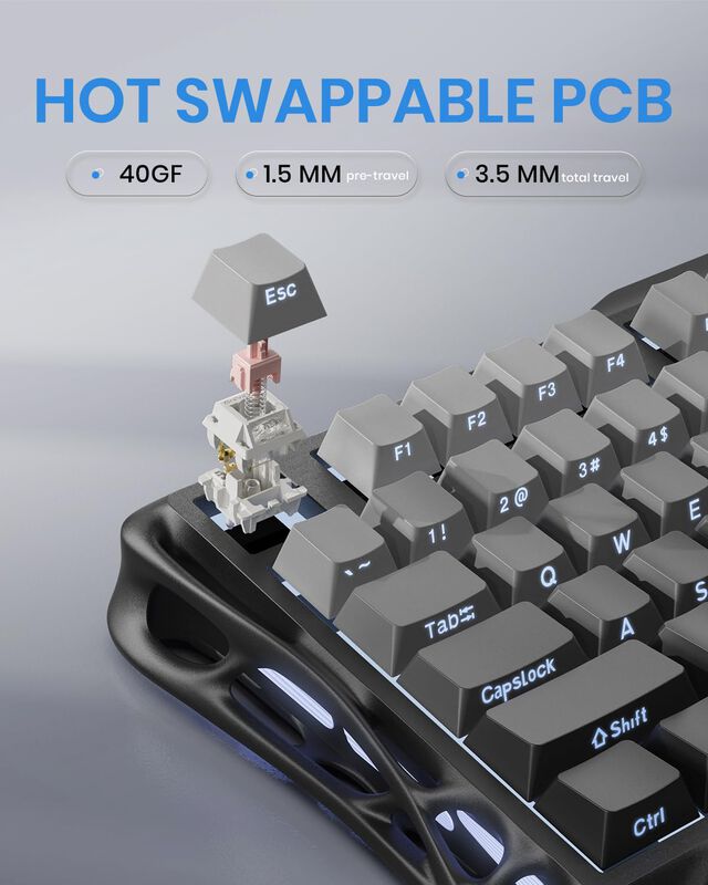 Teclado Mec&aacute;nico Inal&aacute;mbrico Para Juegos Gravas... image number null