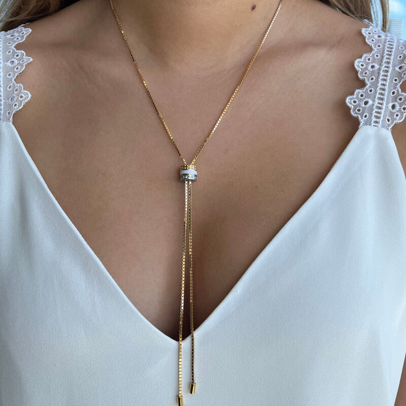 COLLAR DE TUBO BOLO WEWA COLOR BLANCO CON ZIRCO... image number null