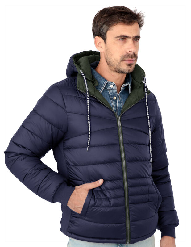 Chamarra Reversible Caballero Capitonada Gorro ... image number null