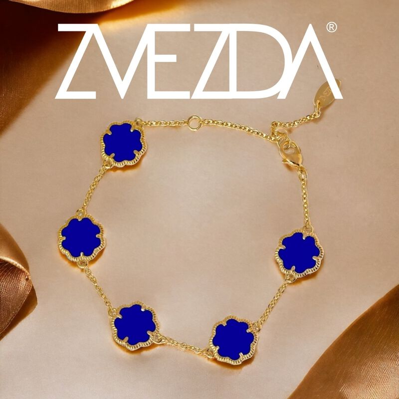 Pulsera ajustable Trébol Chapa de oro 18k Zvezd... image number null