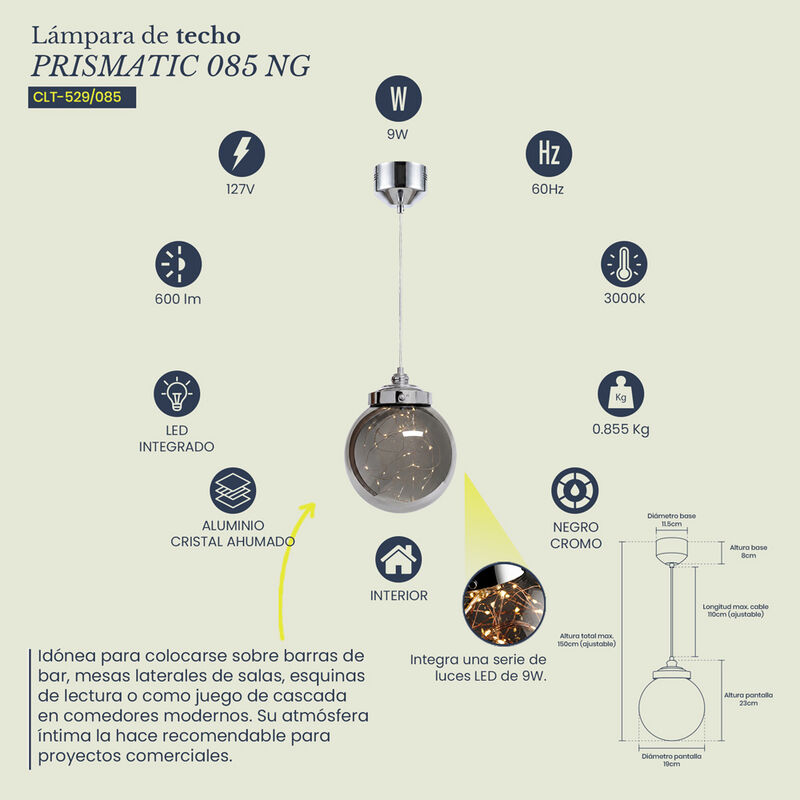 L&aacute;mpara de Techo Colgante LED MIL LUCES PRISMAT... image number null