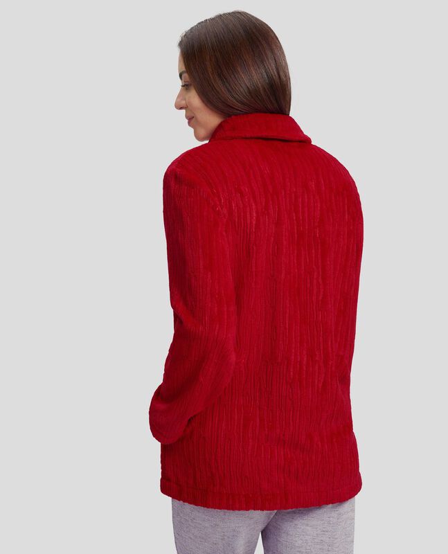 Bata Corta Jacquard con Botones Rojo image number null