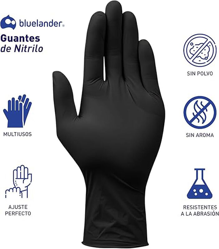 Guantes de Nitrilo Desechables Talla S, Negros,... image number null