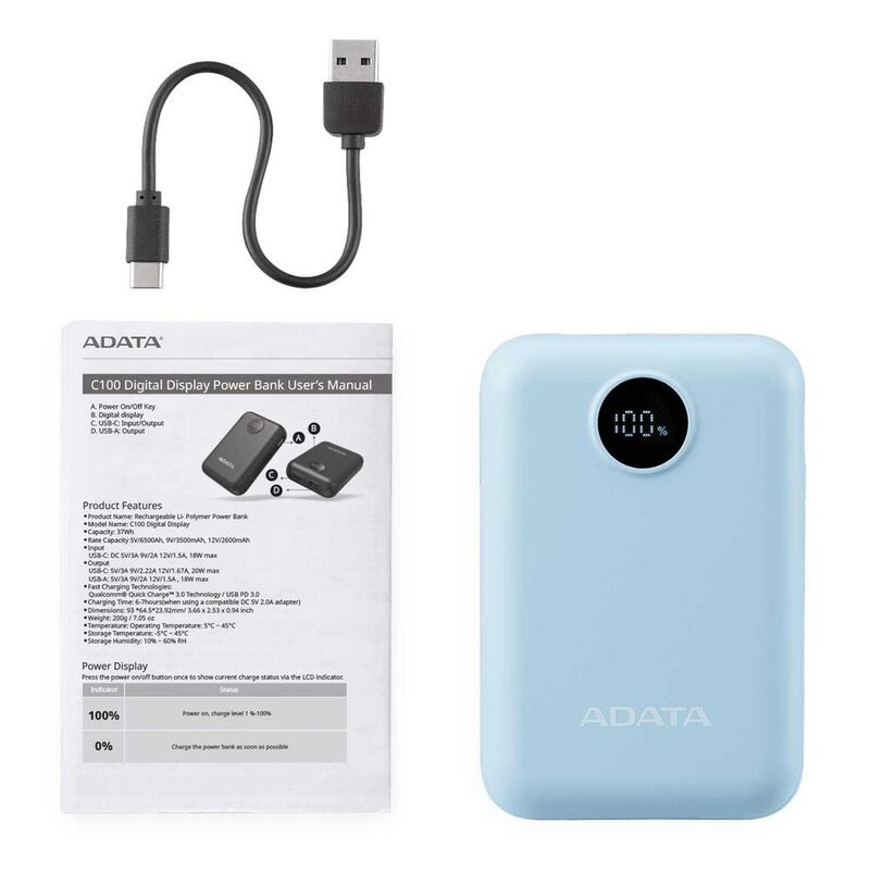 Bater&iacute;a Recargable ADATA C100 Powerbank 10000mA... image number null