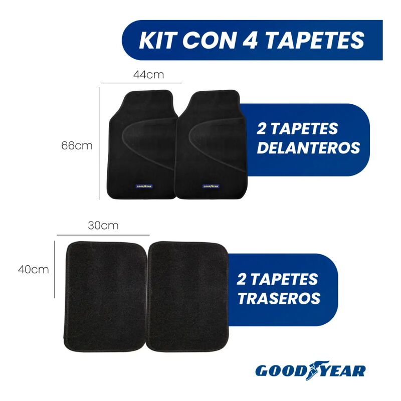 Tapetes Alfombra Goodyear 4 Pzas Negro image number null