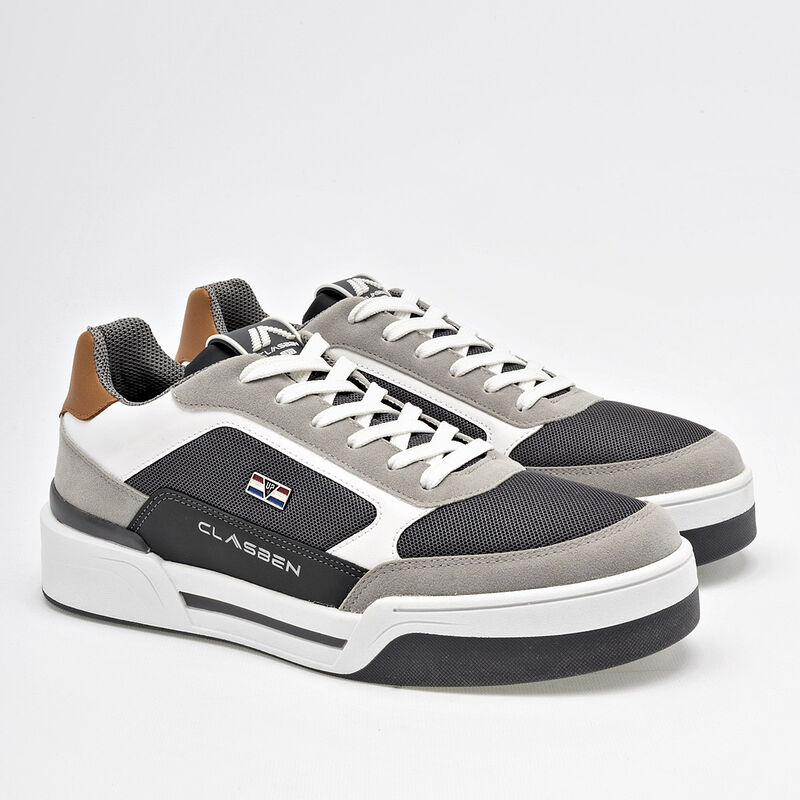 Clasben Tenis urbano para hombre gris blanco ca... image number null