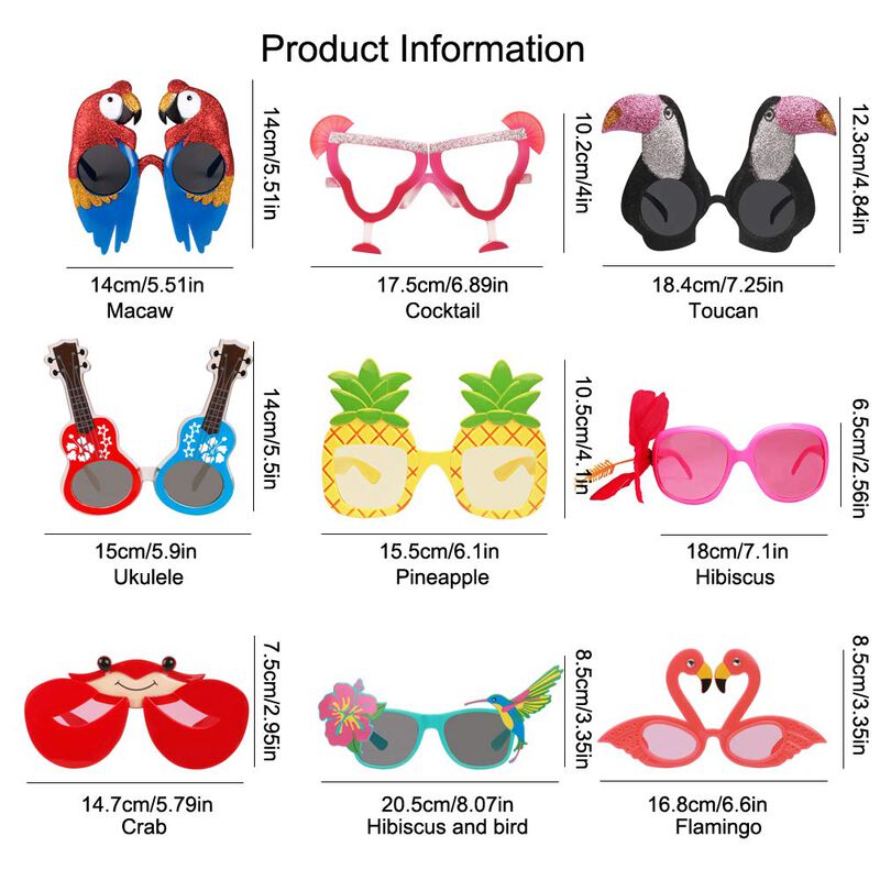 Gafas De Sol Ocean Line Luau Party, 9 Pares, Re... image number null