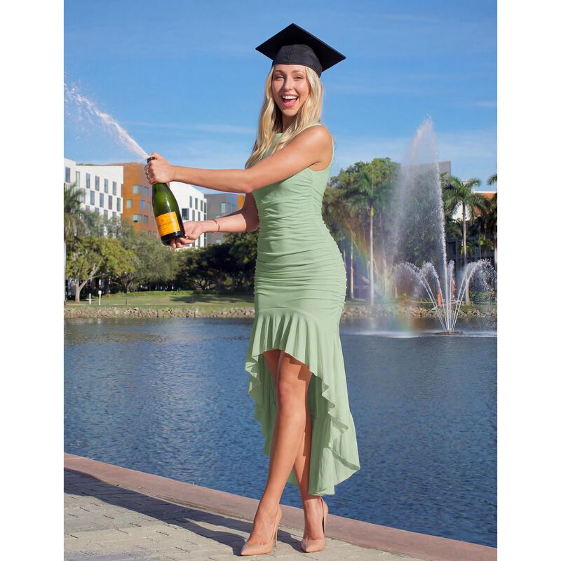 Vestido Zesica Bodycon Fruncido Verde Salvia image number null