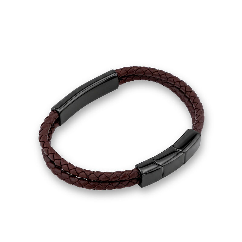 Pulsera De Acero En Color Negro Y Piel En Color... image number null