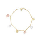 Pulsera Oro Florentino 10k Con 6 Charms Suerte Y Zirconia (16.5 + 2cm Aprox)