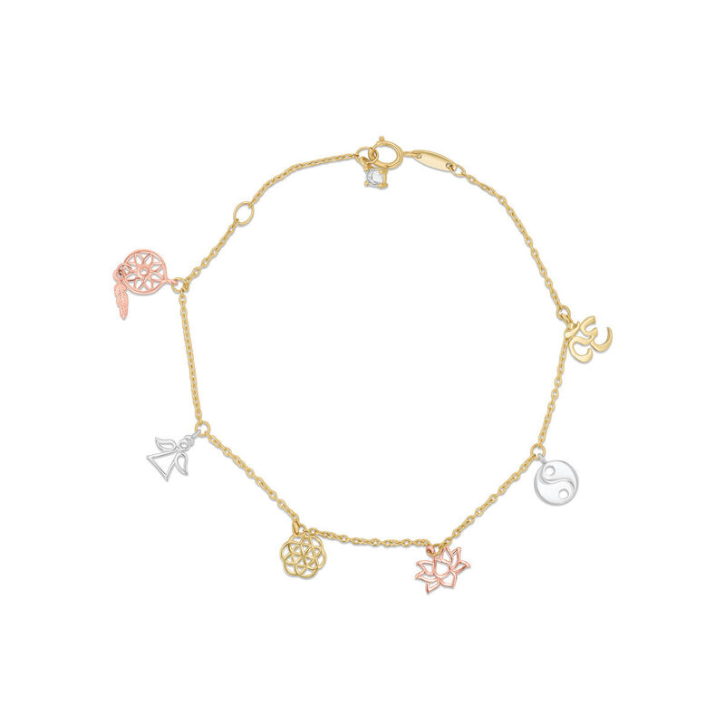 Pulsera Oro Florentino 10k Con 6 Charms Suerte ... image number null