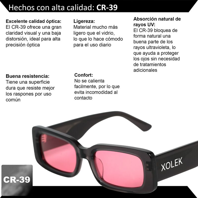 Lentes De Sol Xolek 109 Acetato Cr39 Rectangula... image number null
