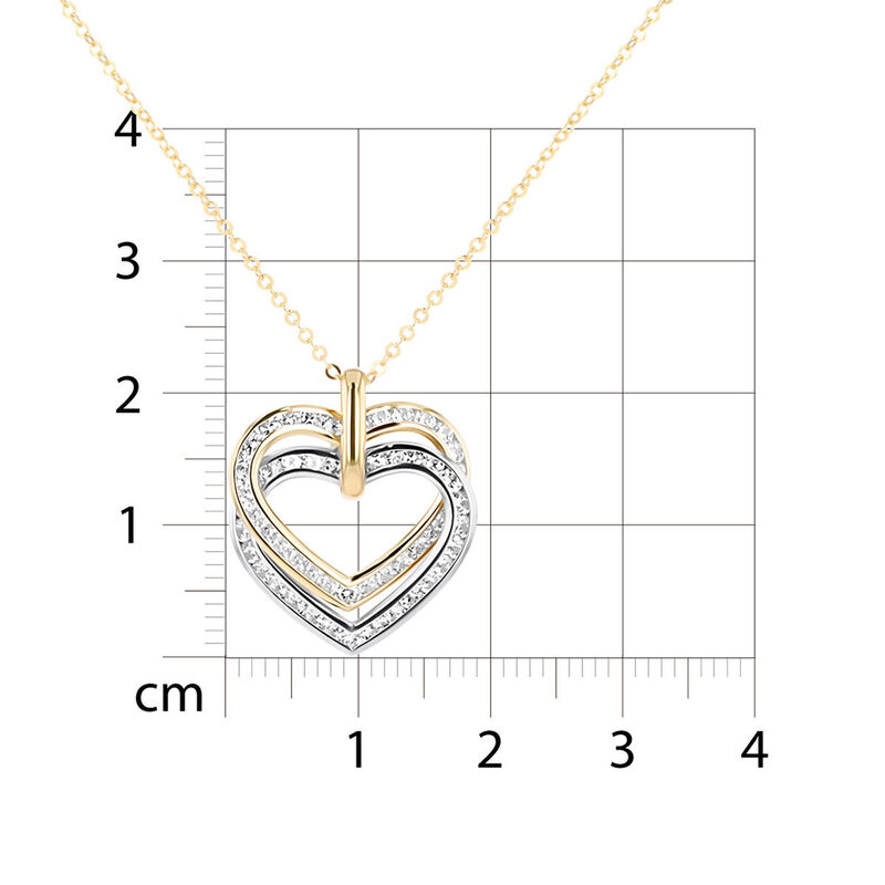 Dije Coraz&oacute;n Bicolor Oro 10k Con Zirconias + Ca... image number null