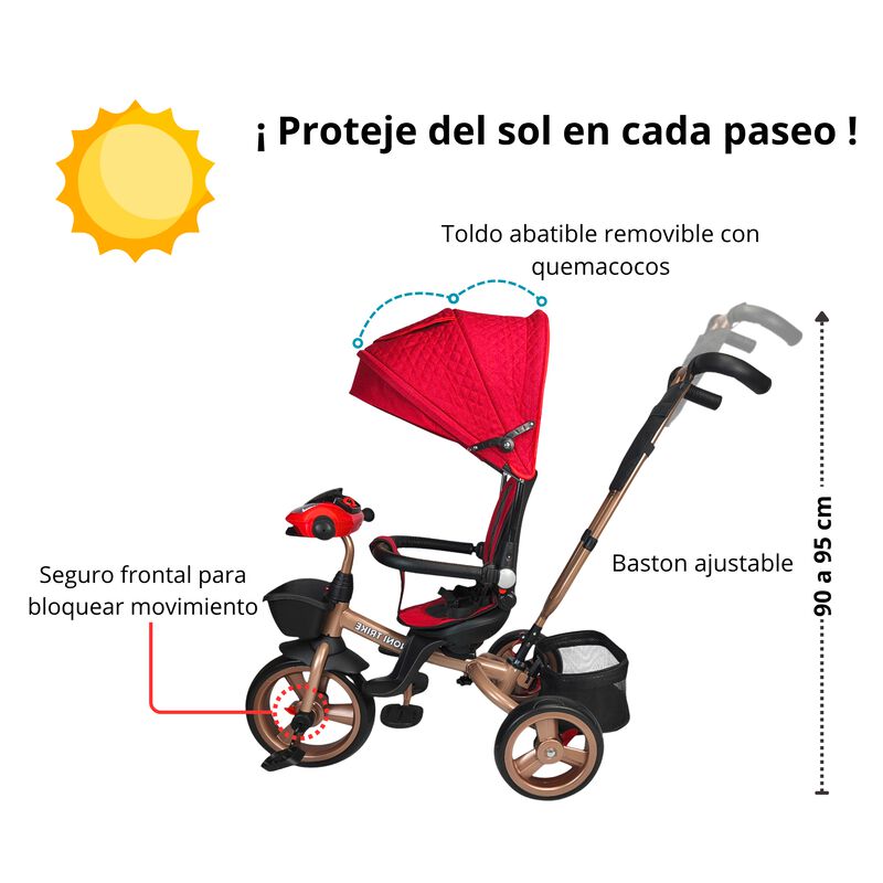 Triciclo Infantil Tipo Carriola con Bast&oacute;n Ajus... image number null