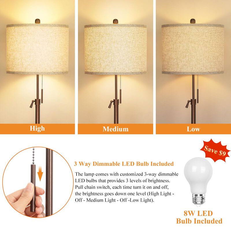 L&aacute;mpara De Piso Qingmiao Ajustable 137-168 Cm L... image number null